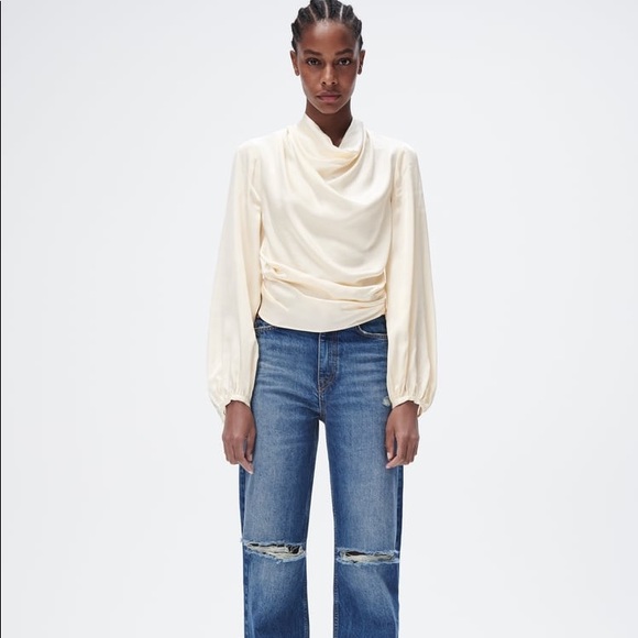 Zara | Tops | Zara Draped Satin Effect 